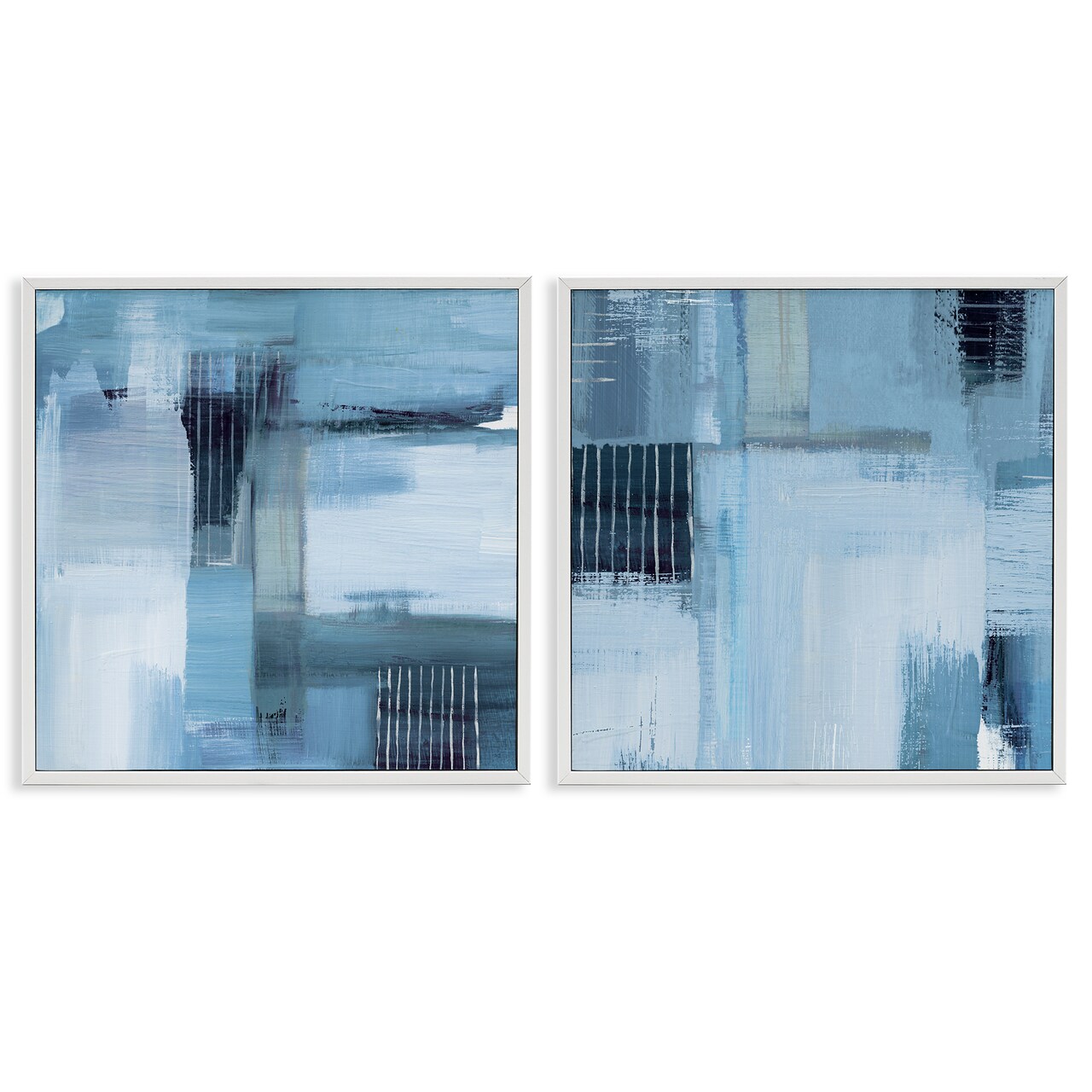 Stupell Industries Blue Abstract Linear Details 2pc Framed Giclee Wall Art Set Design by Susan Jill